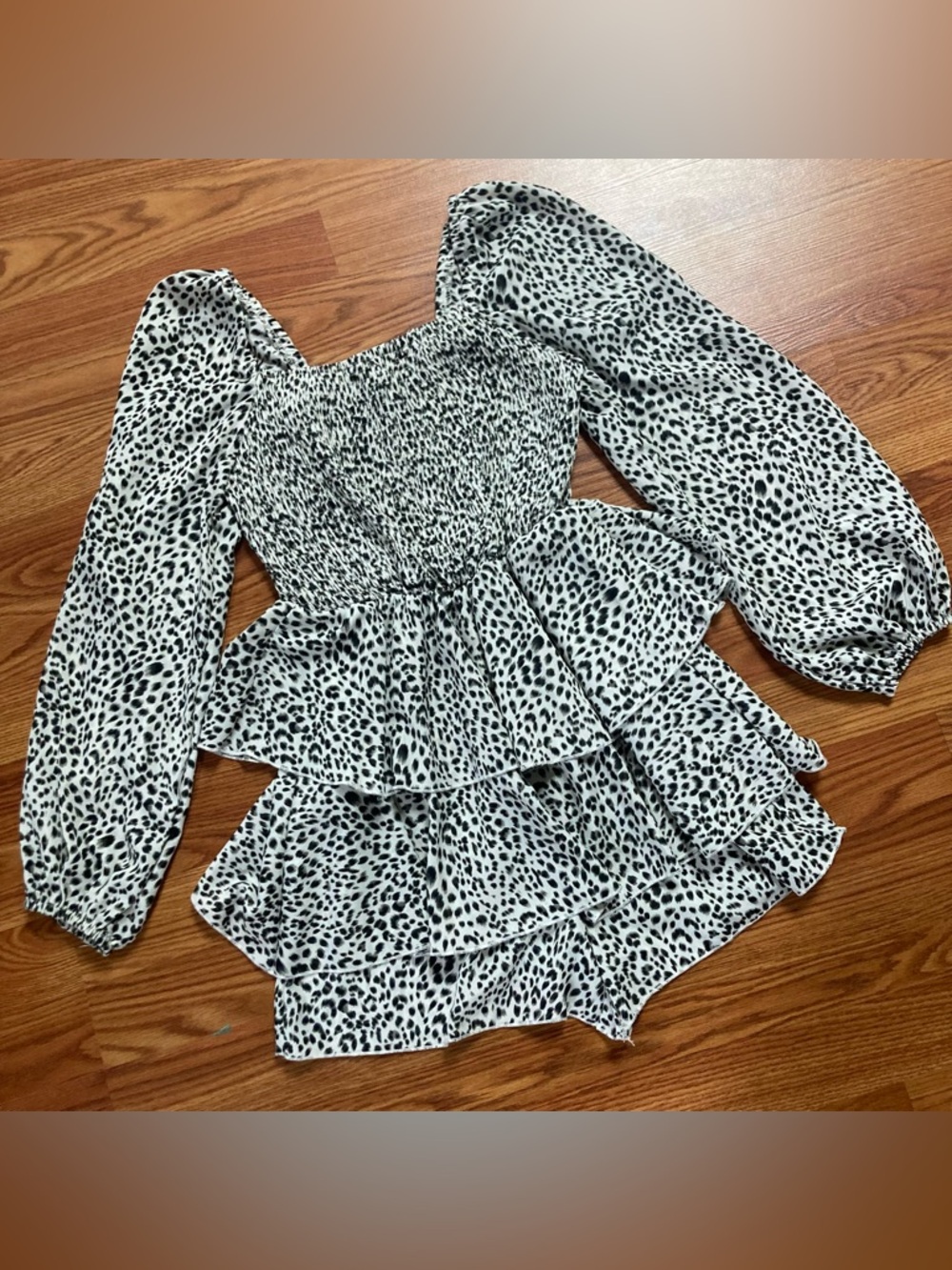 Black and White Leopard print romper